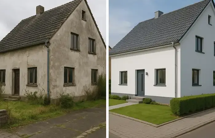 Professionelle Renovierung von DMK Bau Reichelsheim - modernisierter Wohnraum mit hochwertigen Materialien und durchdachtem Design.