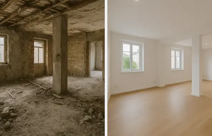 Detailaufnahme einer fachgerecht sanierten Badezimmer von DMK Bau Reichelsheim mit modernen Fliesen und hochwertigen Installationen.